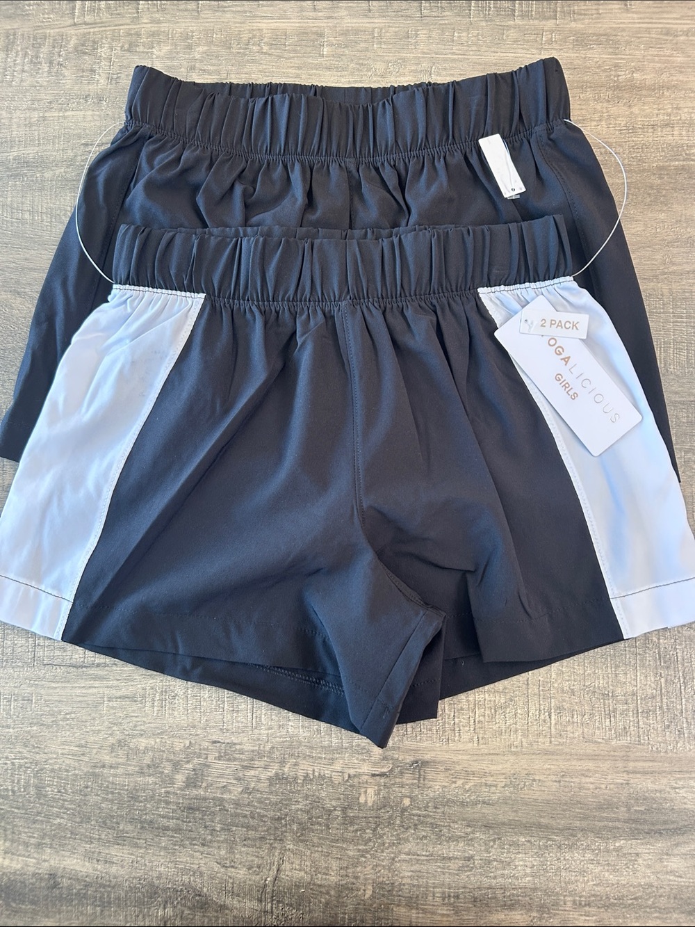 Yogalicious Black Athletic Shorts with Light Gray Side Panels - 2-Pack